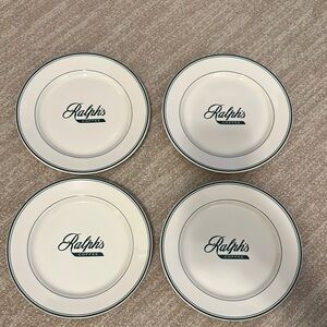 Ralph’s Coffee White and Green Dessert Plates